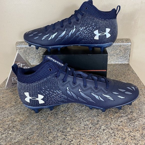 Under Armour Spotlight Mid 4D Foam Football Cleats Navy 3023963-106 Size 12.5 - Picture 4 of 8
